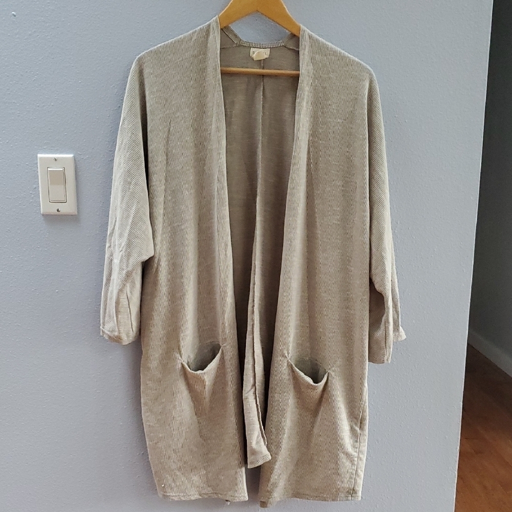 DONNI. Anthropologie Ribbed Open Front OSFA Plus Cardigan